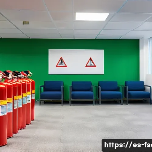 소방안전관리사 시험 최신 출제 경향 - A professional fire safety training scenario set in a modern Spanish office building, showing a dive...