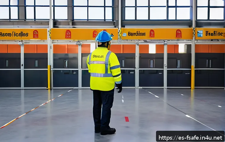 소방안전관리사 자격증 취득 후 스펙 강화법 - A professional fire safety manager conducting a workplace fire drill in a modern industrial facility...